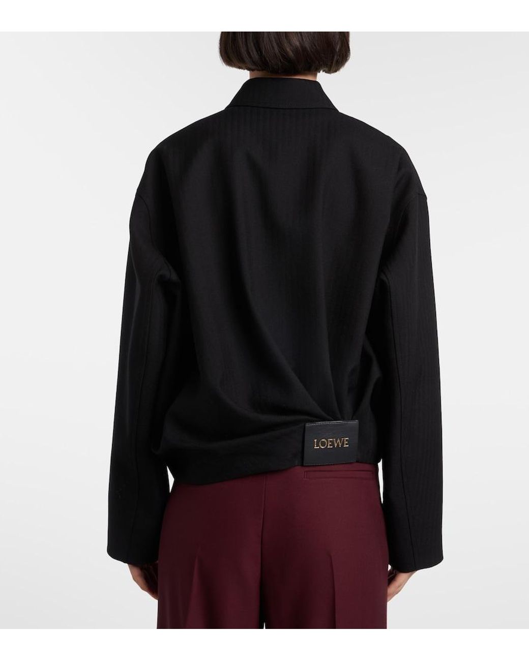 Loewe Black Wool Draped Bomber Jacket