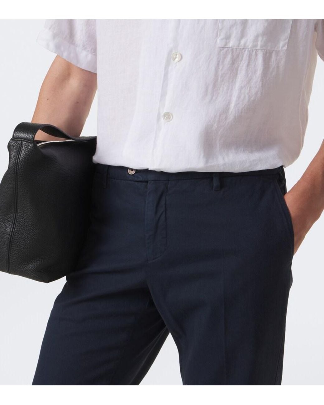 Fedeli Blue Cotton-Blend Chinos for men