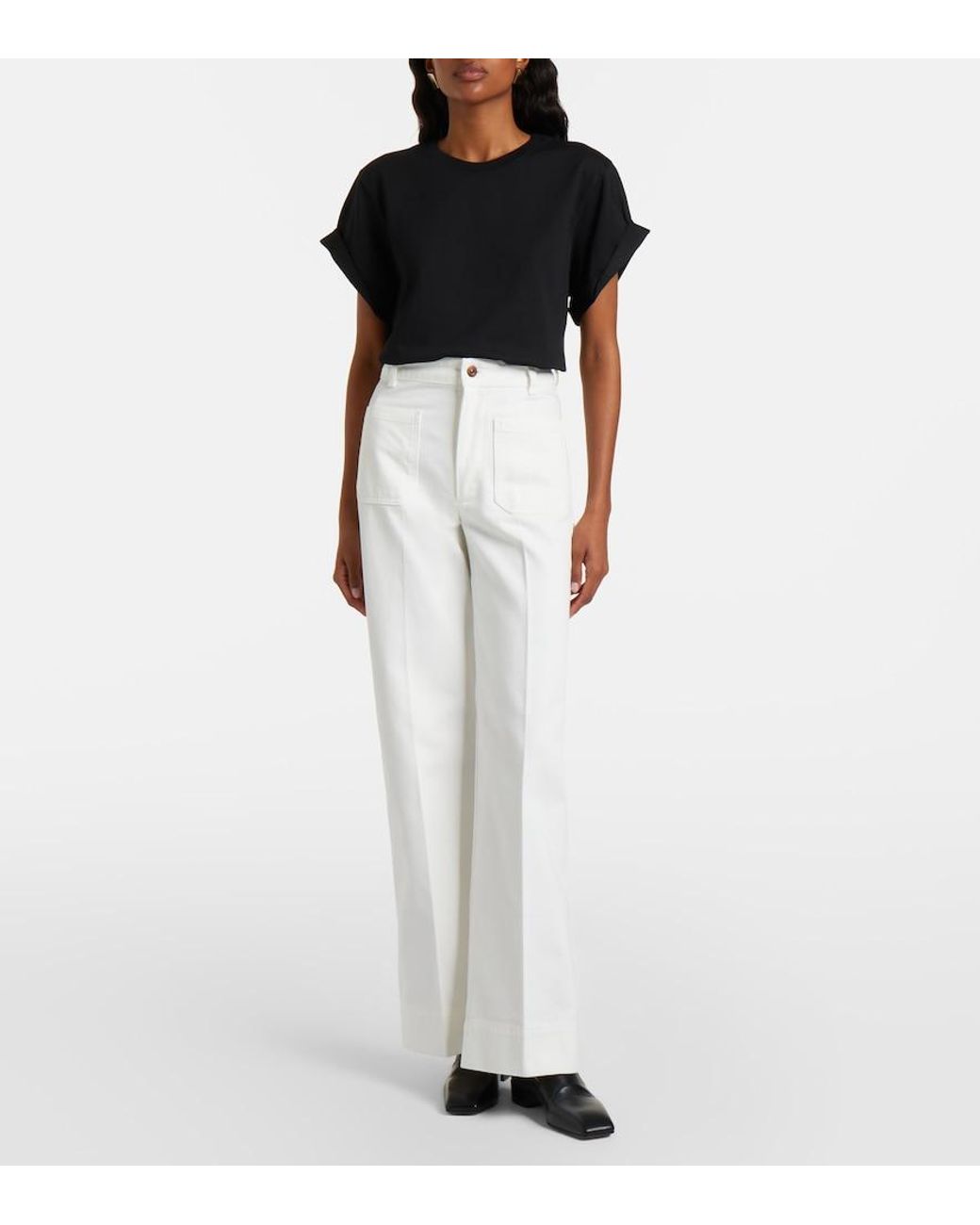 Victoria Beckham White Alina Wide-Leg Jeans