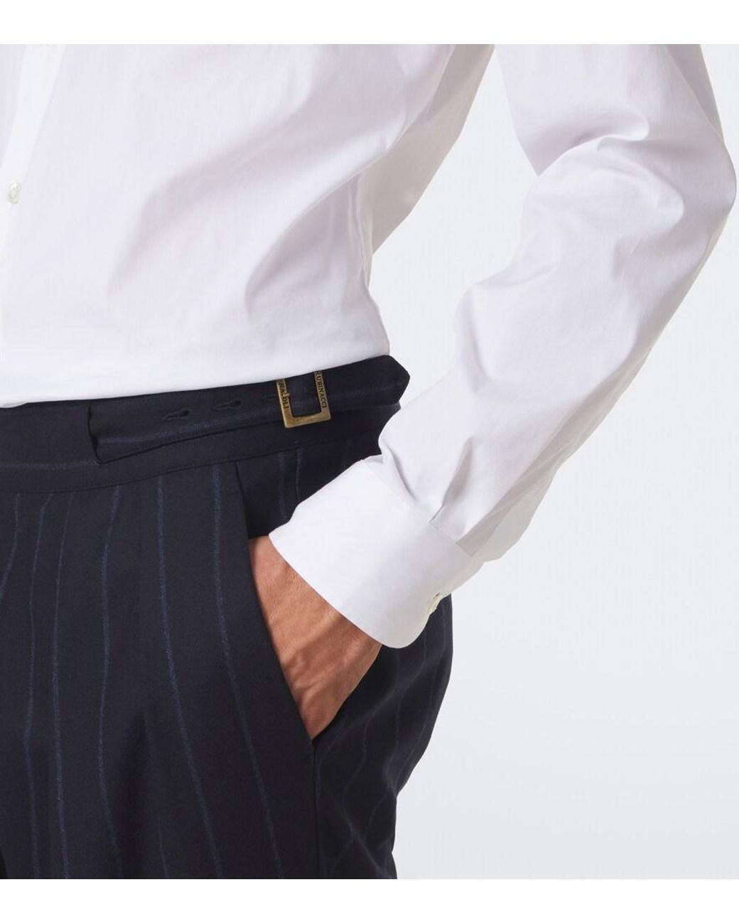 Rubinacci Blue Striped Virgin Wool Straight Pants for men