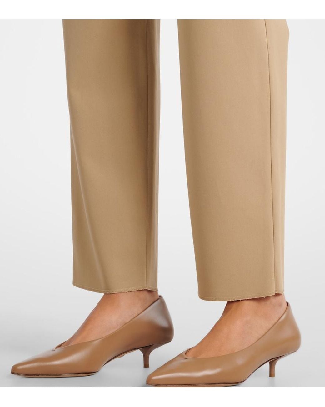 Max Mara Natural Dede Pleated Cotton Slim Pants