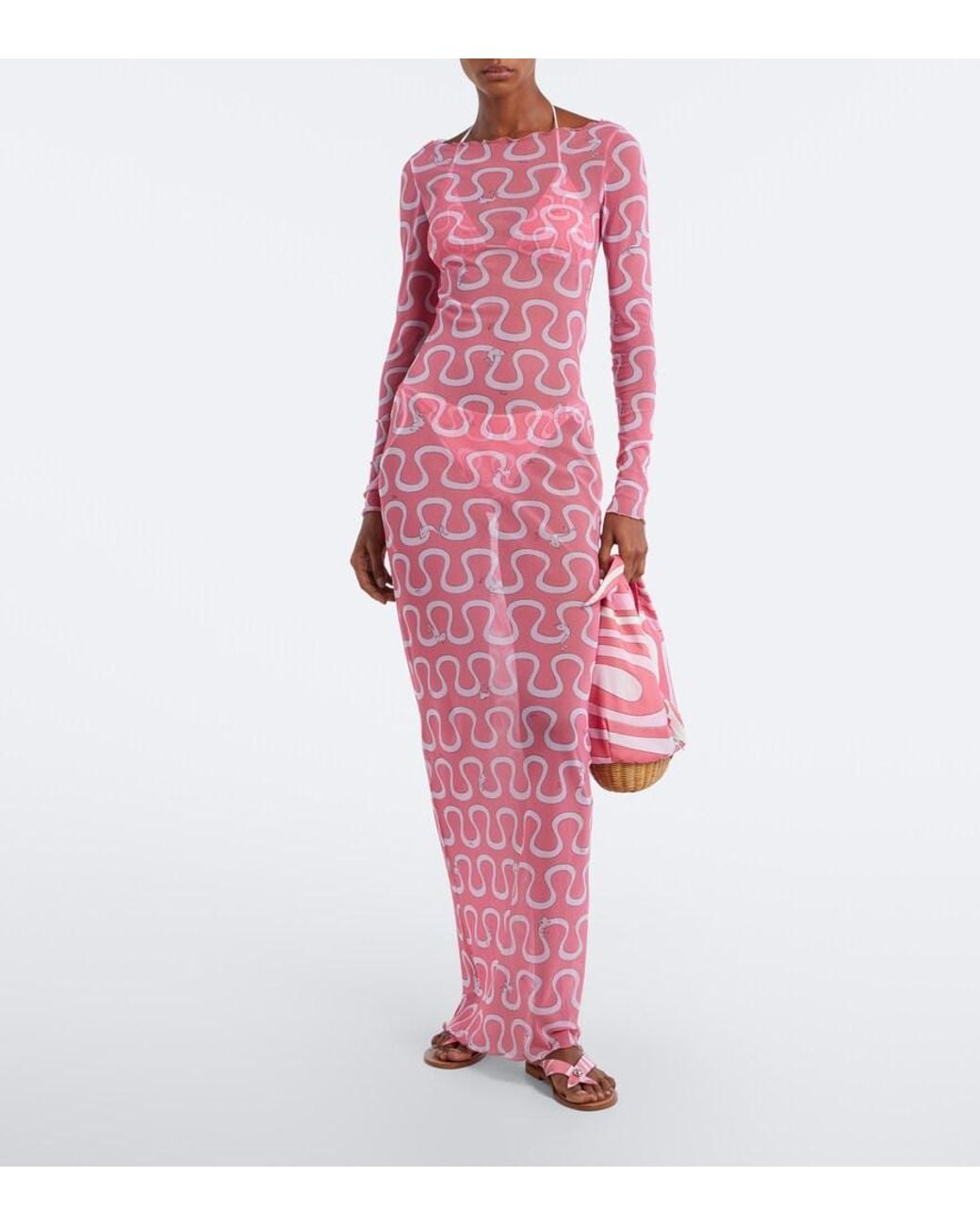 Emilio Pucci Pink Onda Tulle Maxi Dress