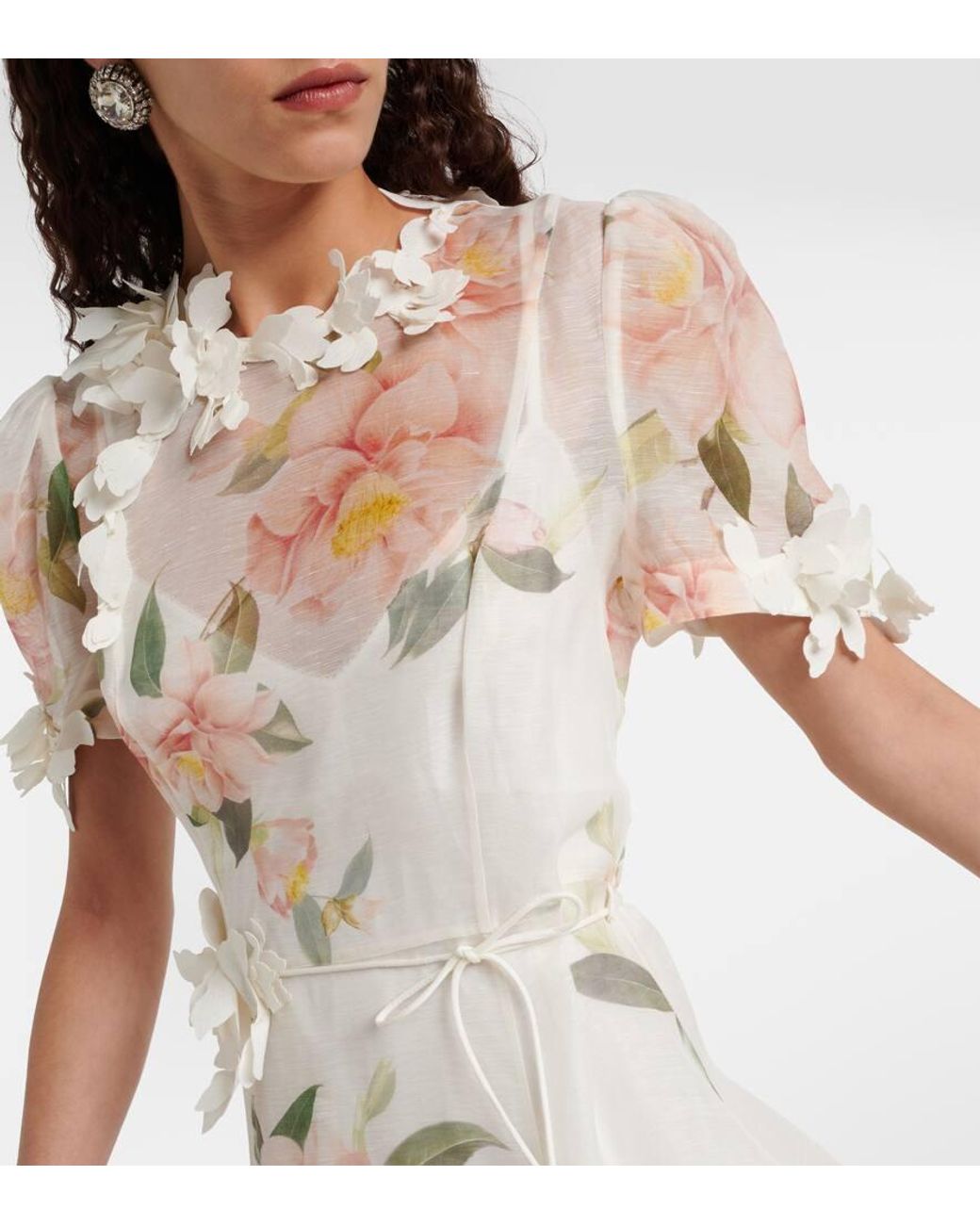 Zimmermann Natura Liftoff Linen And Silk Organza Midi Dress in Natural |  Lyst
