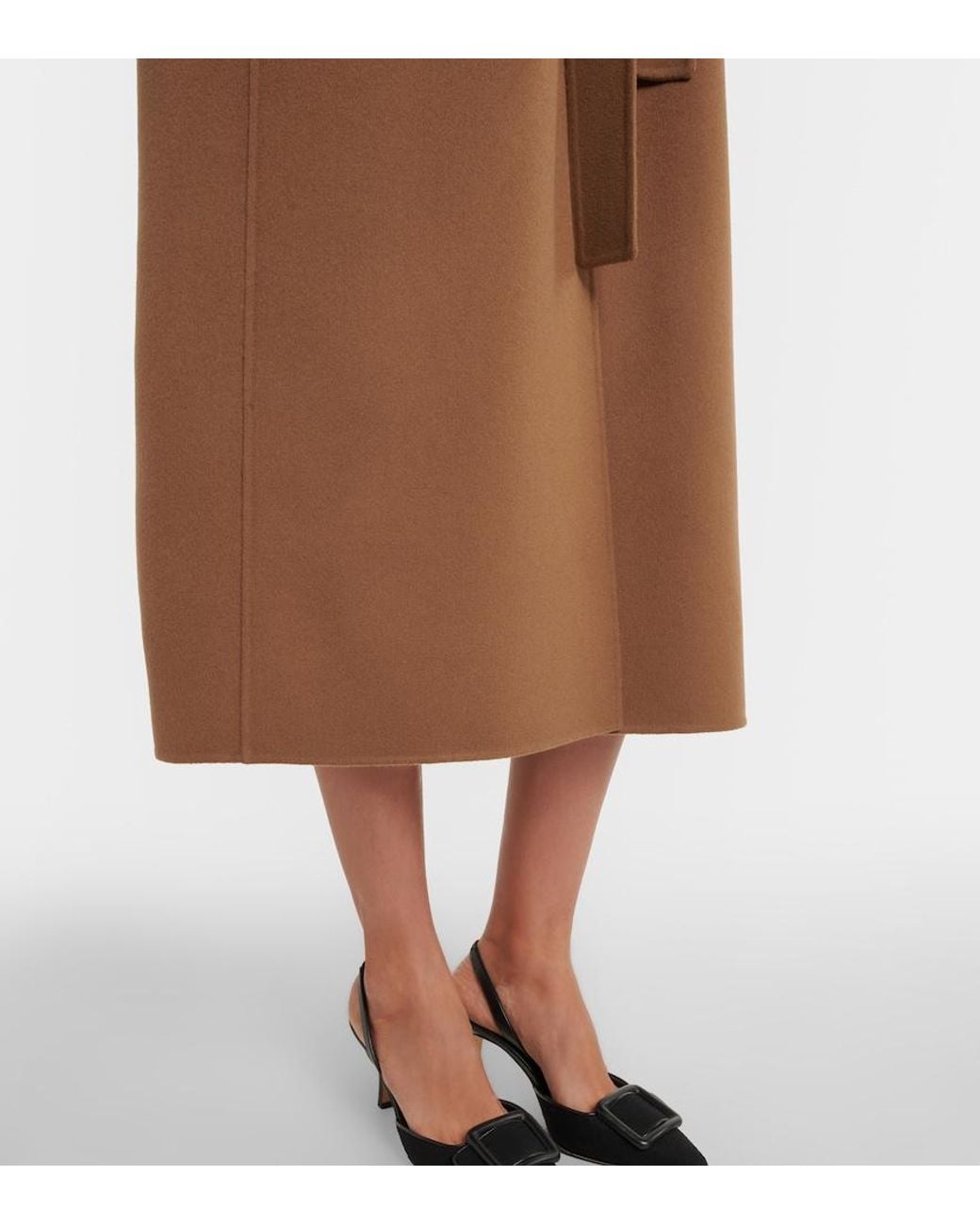 Max Mara Brown Virgin Wool Wrap Coat