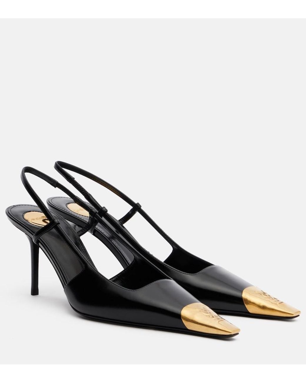 Saint Laurent Black Jeanne 75 Leather Slingback Pumps