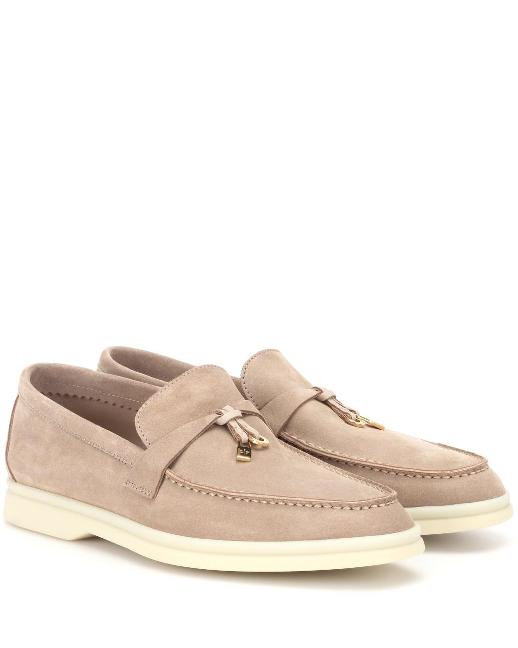 Loro Piana Summer Charms Walk Suede Loafers in Natural | Lyst Canada