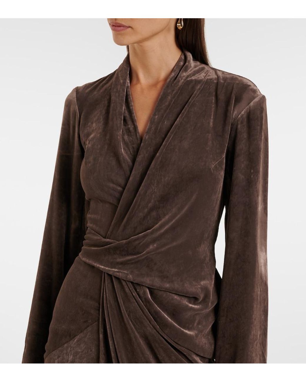 Rick Owens Brown Wrap Midi Dress