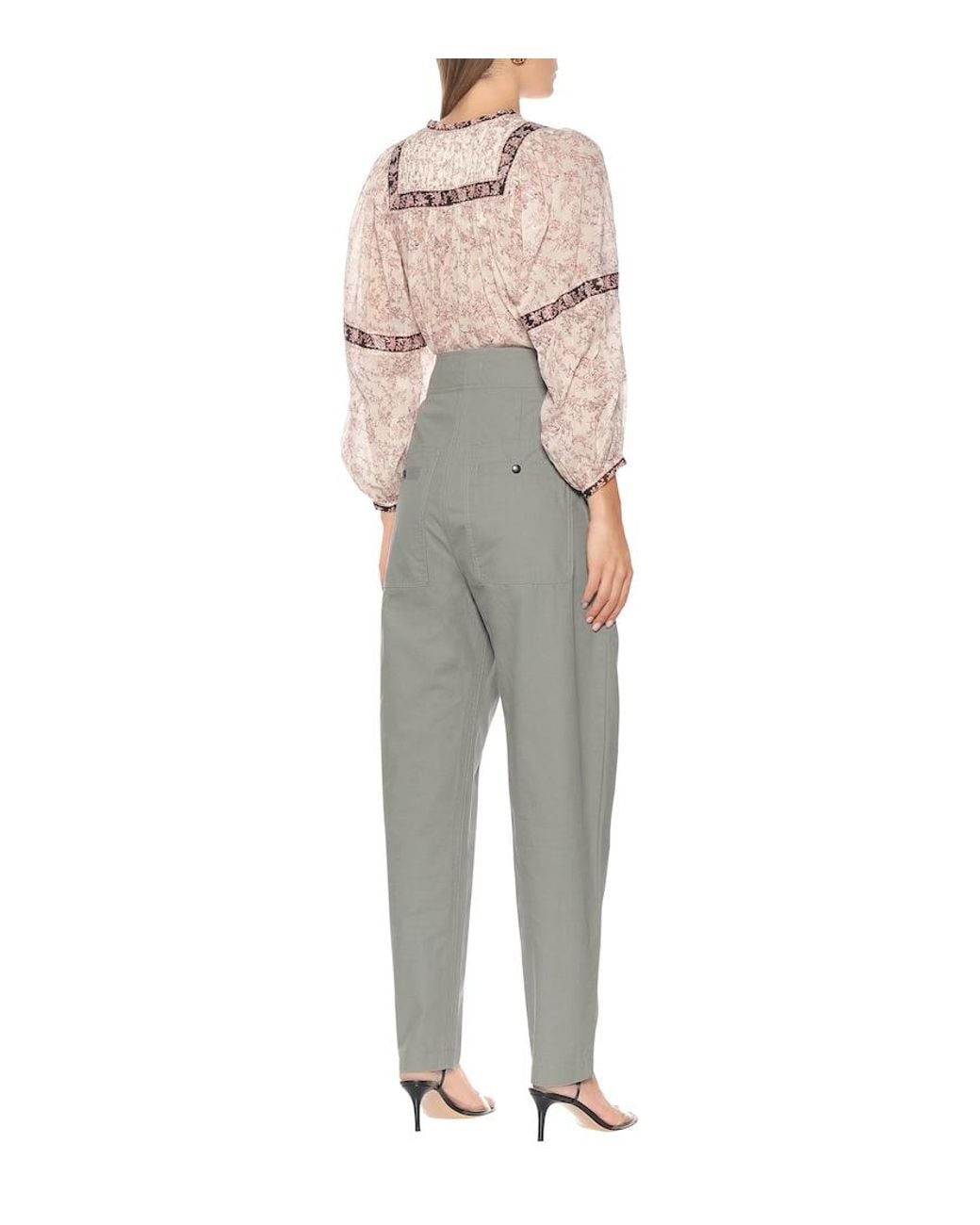 Isabel Marant Gray Zilyae High-Rise Paperbag Pants