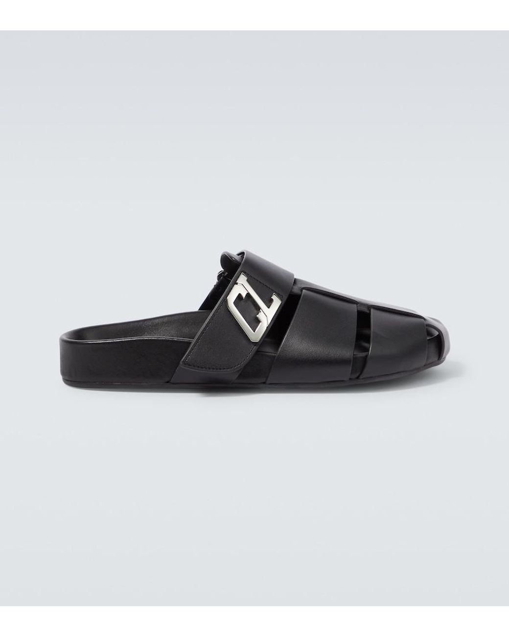 Christian Louboutin Black Abubizz Leather Slippers for men