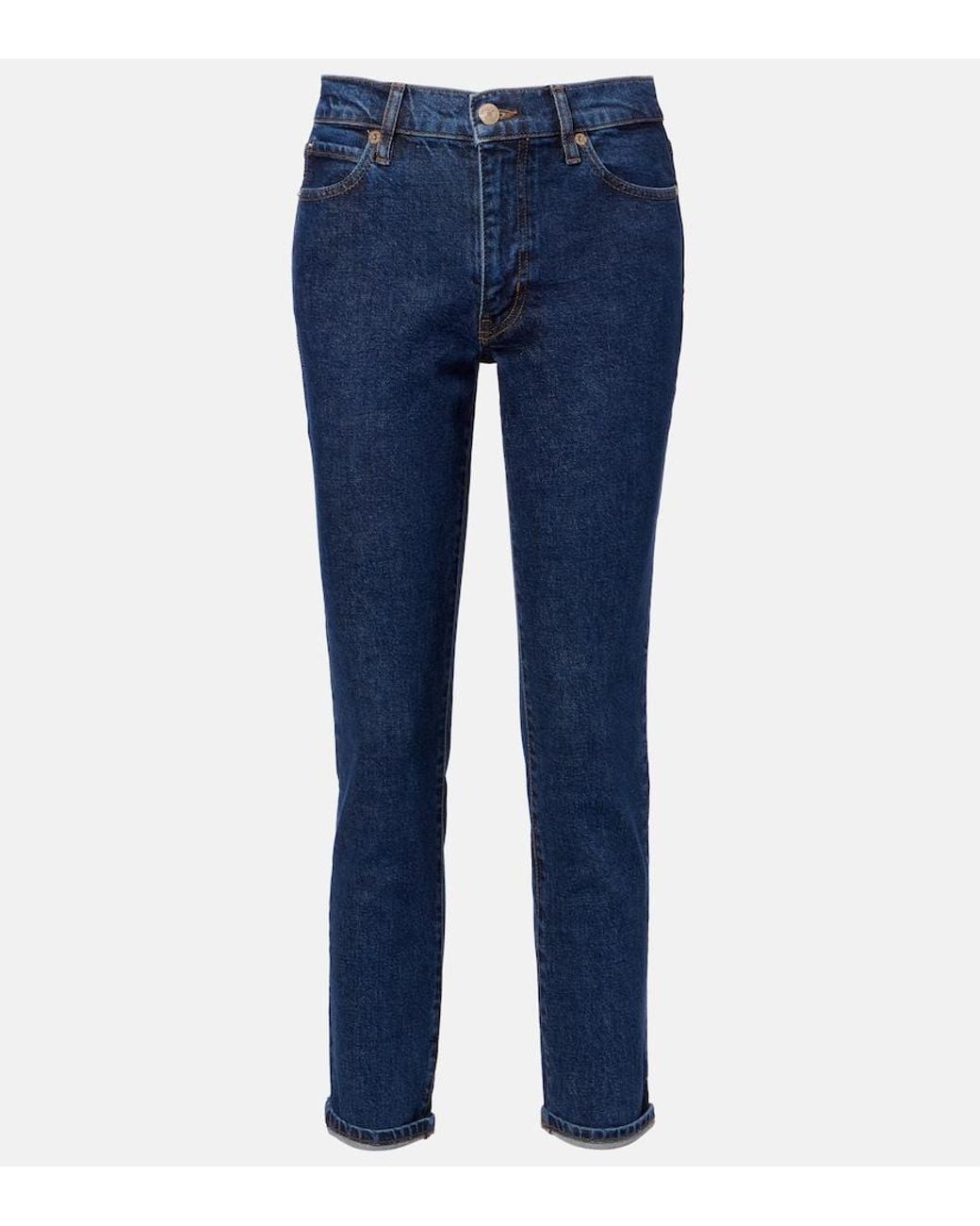 FRAME Blue Borrowed Cropped Straight Jeans