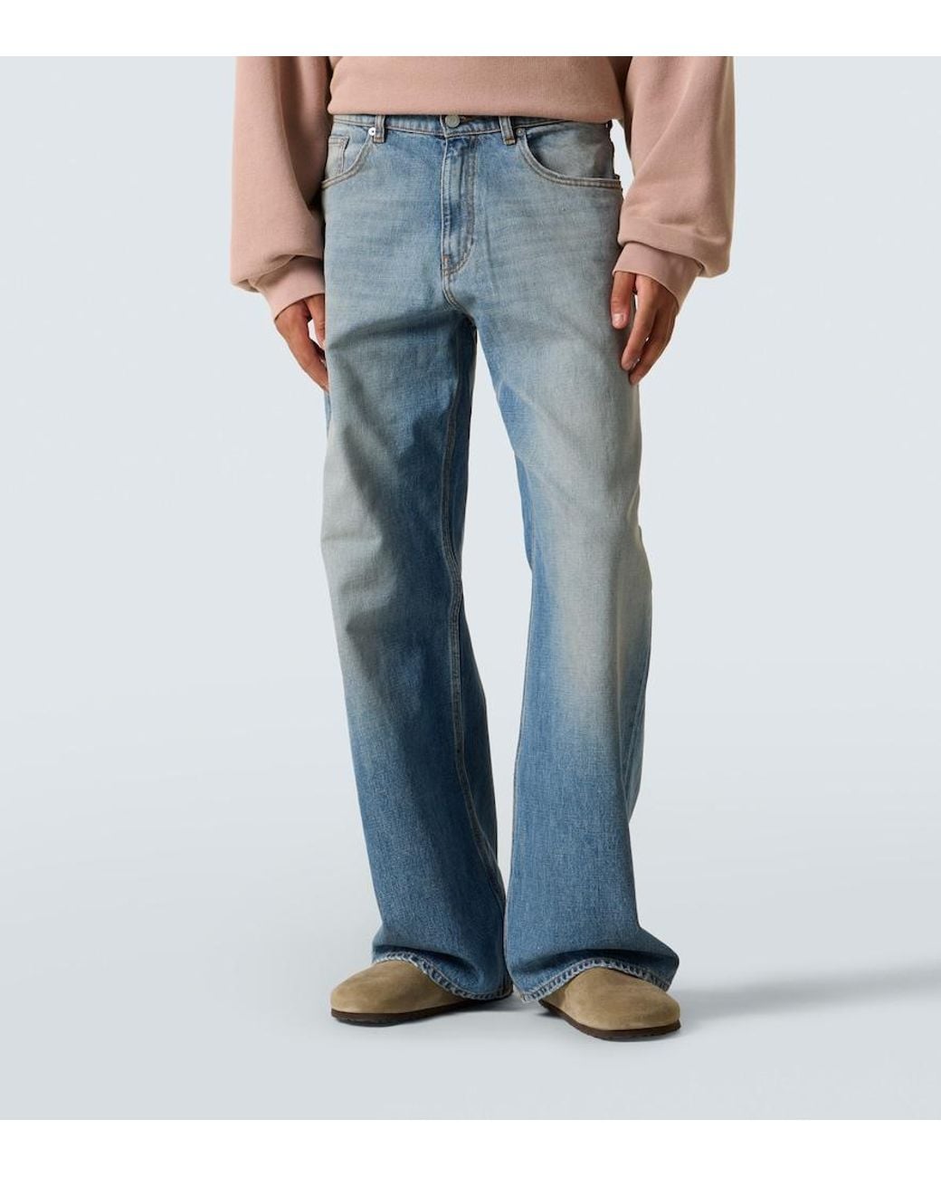 ERL Blue Mid-Rise Straight Jeans for men