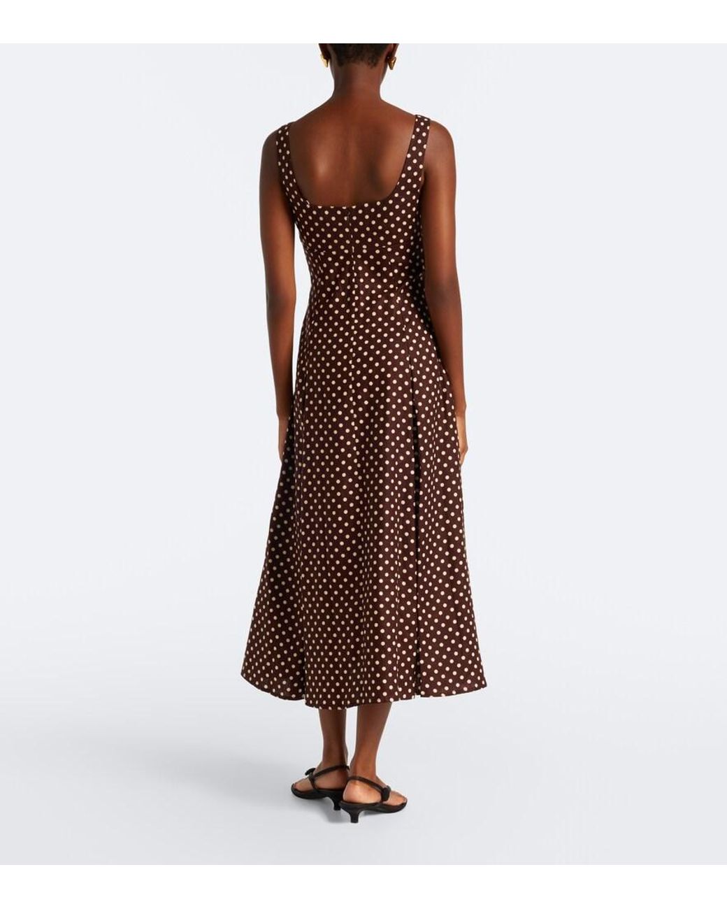 Faithfull The Brand Purple Esme Polka-Dot Linen Midi Dress