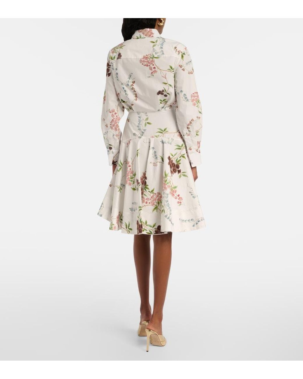 Erdem White Floral Cotton Poplin Shirt Dress
