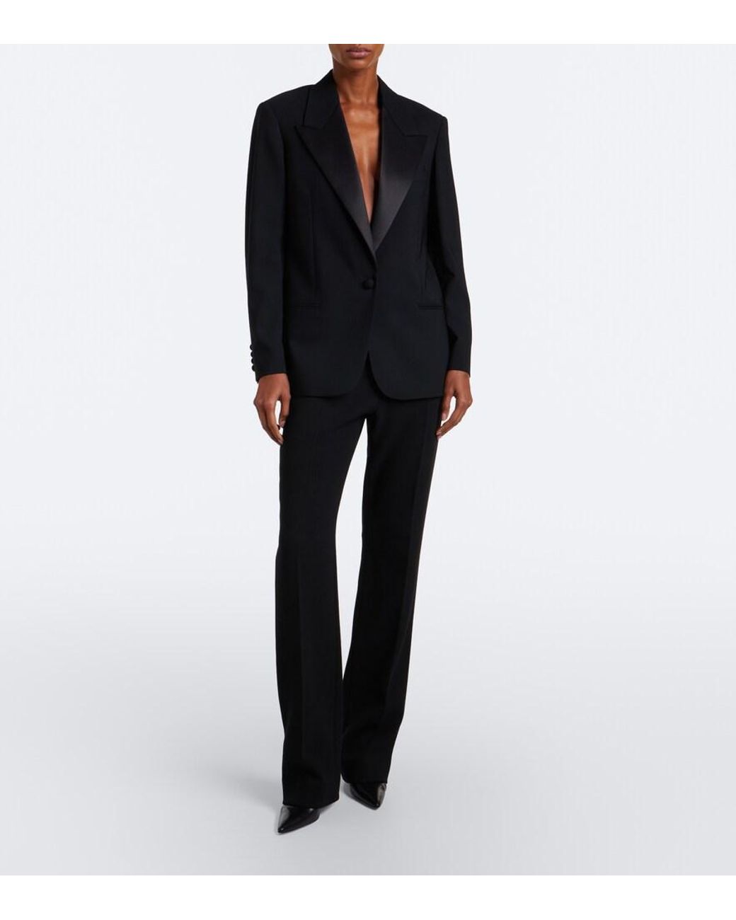 The Row Black Jona Wool Tuxedo Jacket