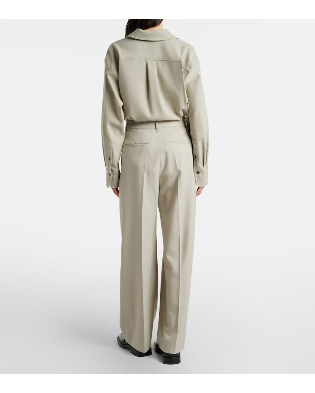Victoria Beckham Natural High-Rise Wide-Leg Pants
