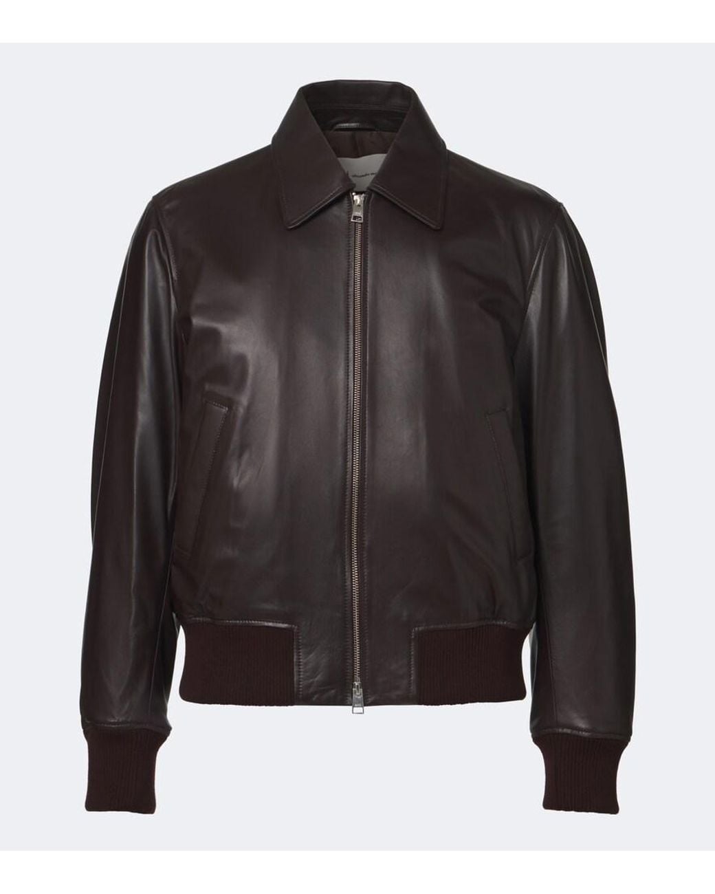 AMI Black Leather Blouson Jacket for men