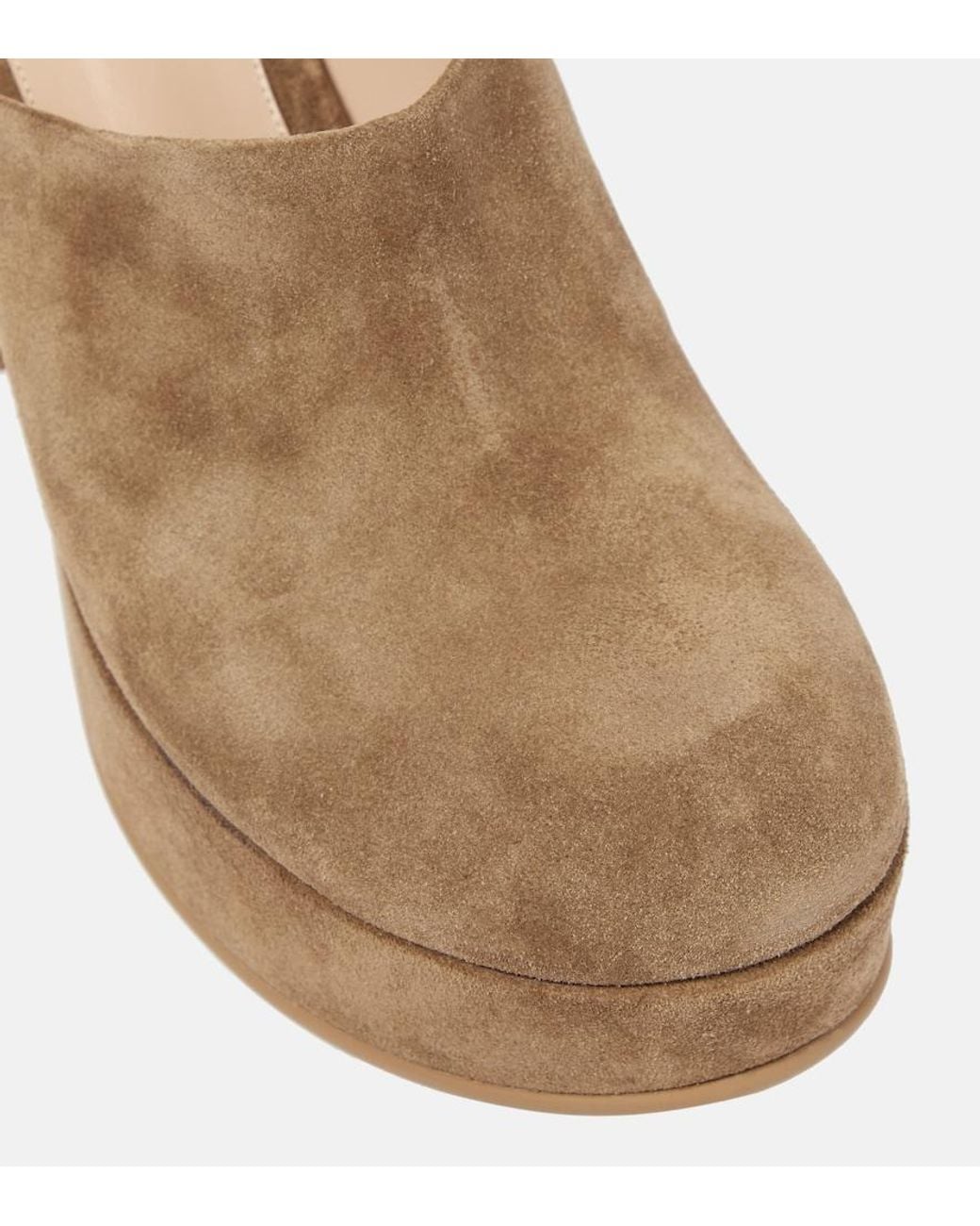 Gianvito Rossi Brown Lyss Suede Platform Mules