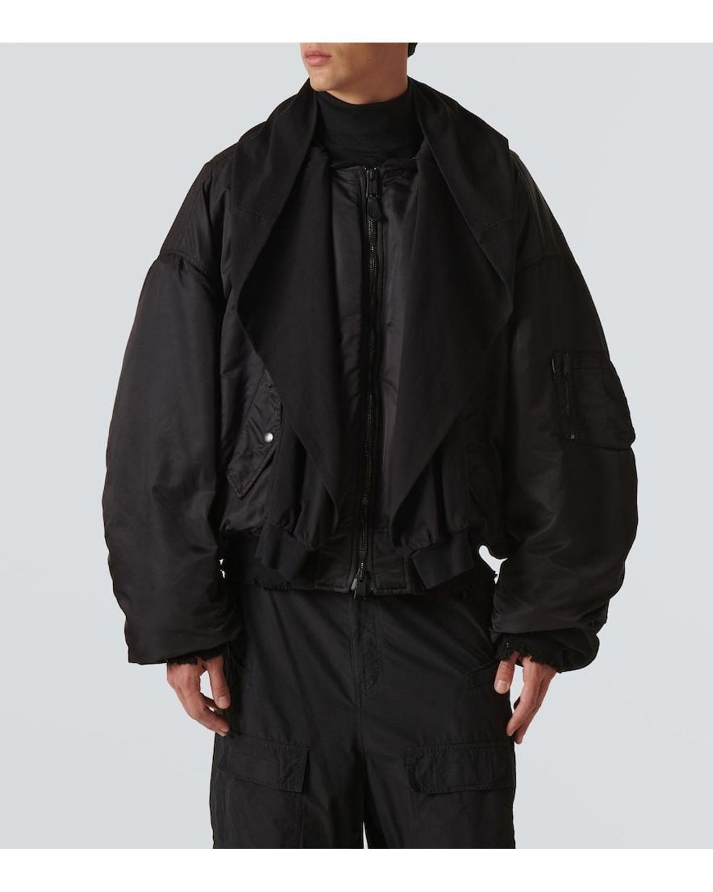 Balenciaga Black Incognito Hooded Bomber Jacket for men