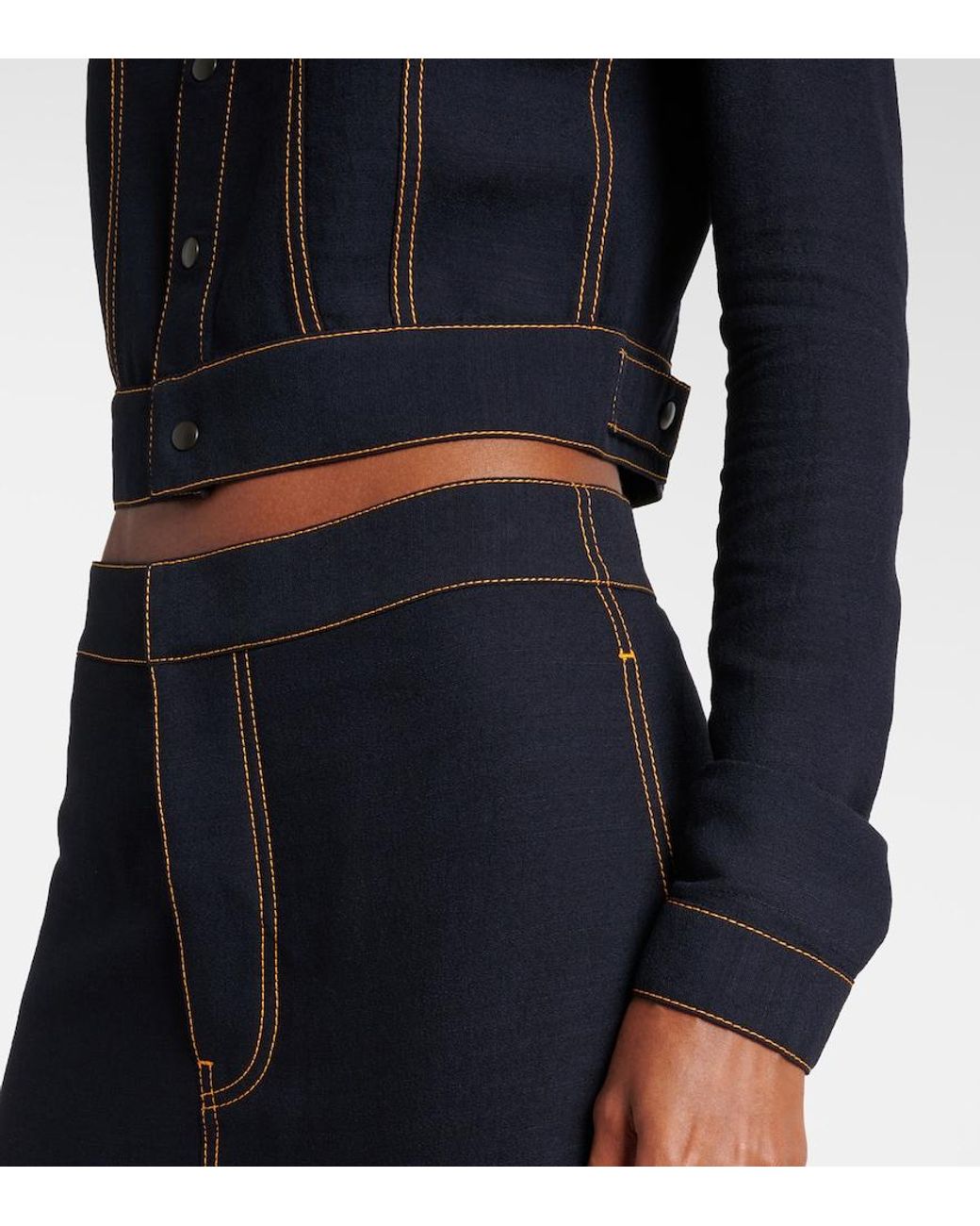 Alaïa Black Fluid Cropped Wool-Blend Jacket