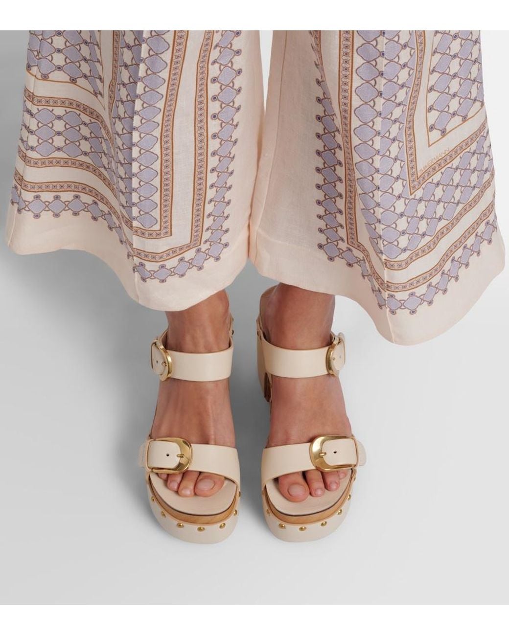 Zimmermann Natural Alight Studded Leather Platform Sandals