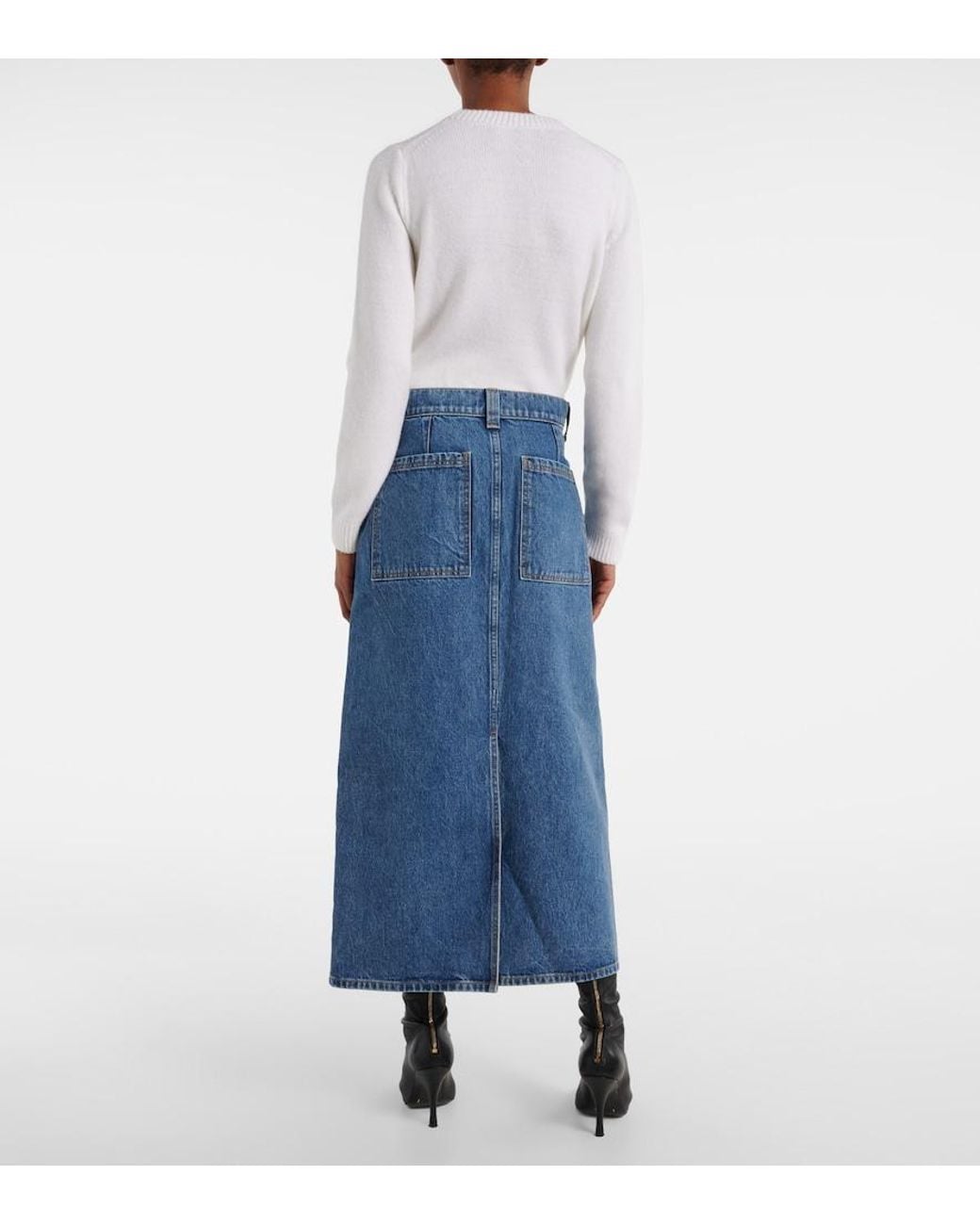 Khaite Blue Genevieve Denim Maxi Skirt