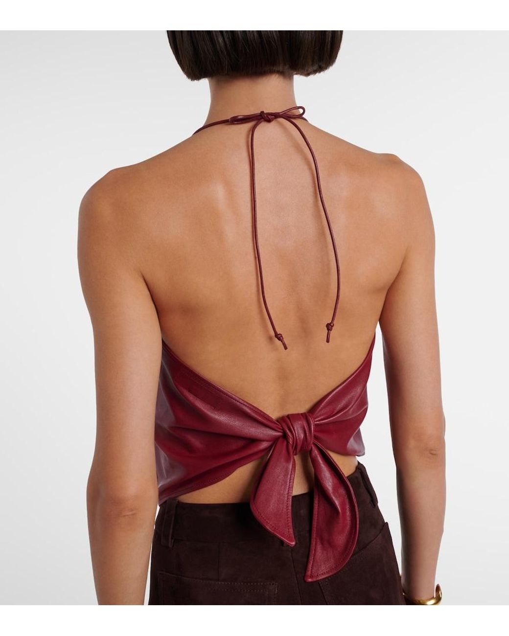 Stouls Red Rosie Open-Back Leather Top