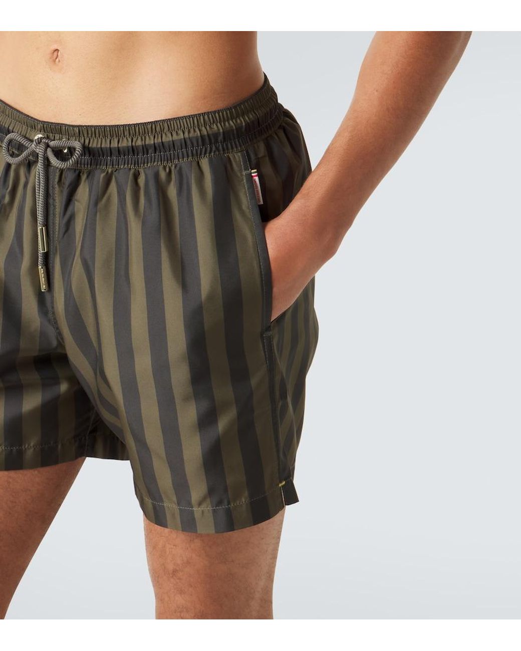 Orlebar Brown Green Boxer Striped Swim Trunks for men