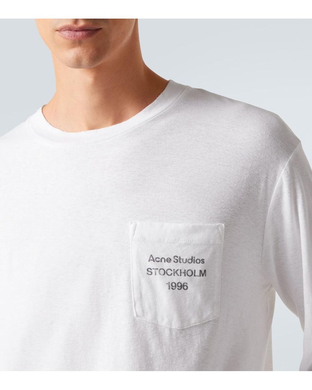 Acne Studios ホワイト Tシャツ 1996 Acne Studios 1996 Logo T-Shirt - White, Pink Print, Unisex Fit