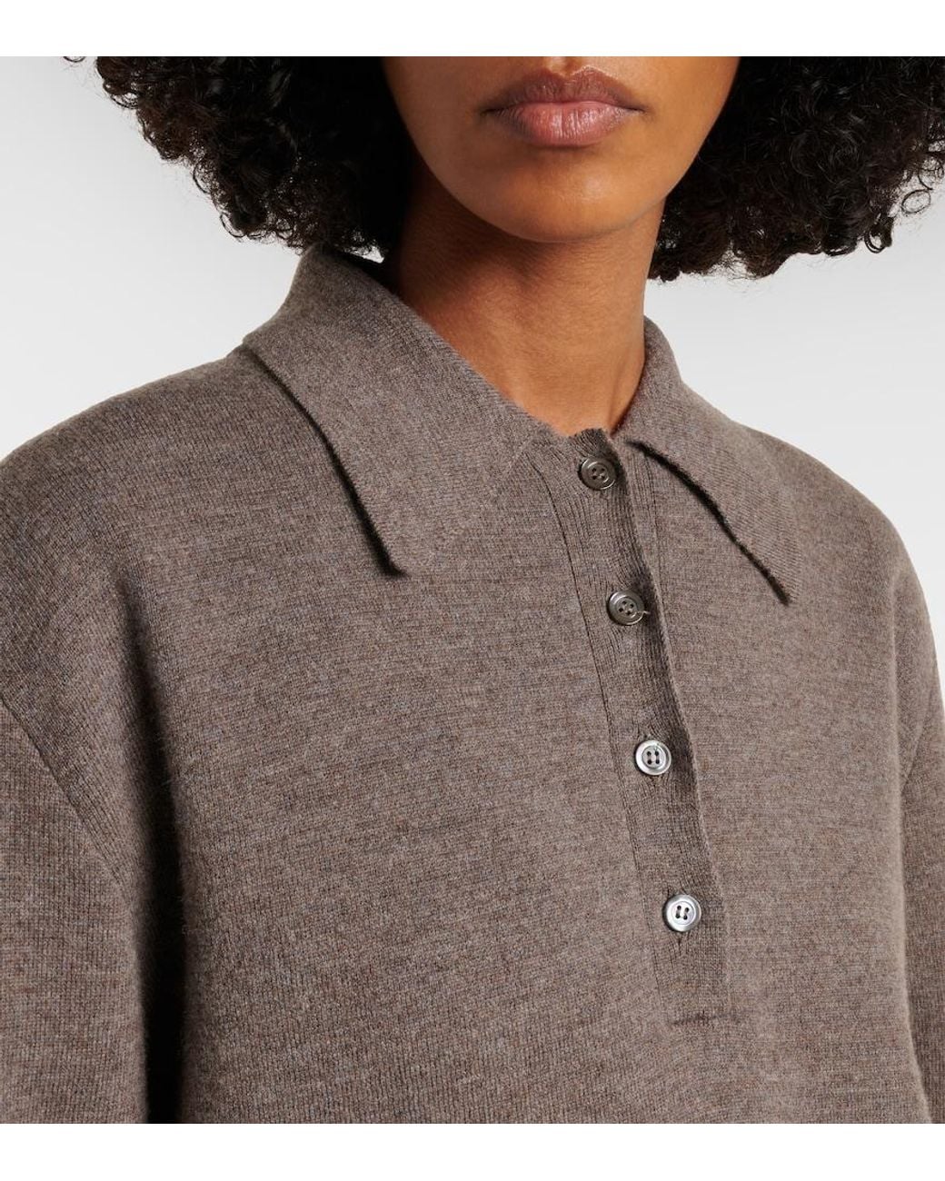 Rohe Gray Wool And Cashmere Polo Sweater