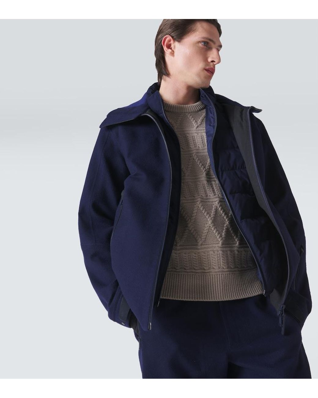 Zegna Blue Cashmere Ski Jacket for men
