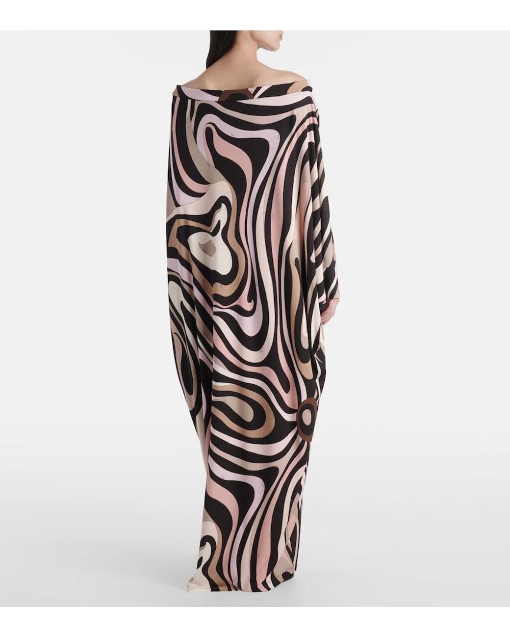 Emilio Pucci Black Marmo Printed Off-Shoulder Beach Cover-Up