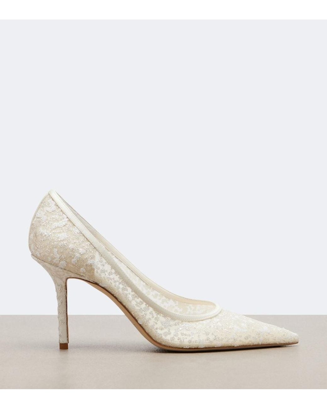 Jimmy Choo White Love Embroidered Tulle Pumps