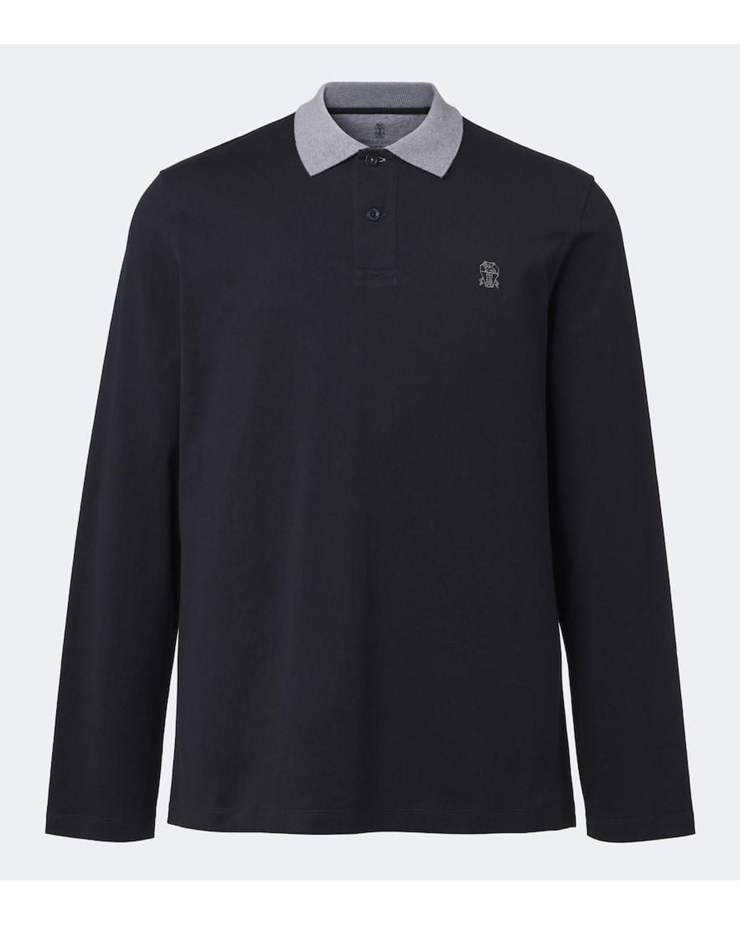 Brunello Cucinelli Blue Logo Cotton Jersey Polo Shirt for men
