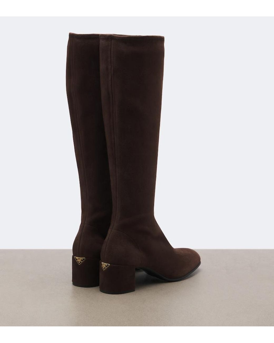 Prada Brown Suede Knee-High Boots