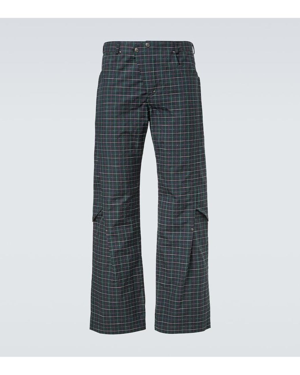 Kiko Kostadinov Blue Kraner Checked Cotton-Blend Wide-Leg Pants for men