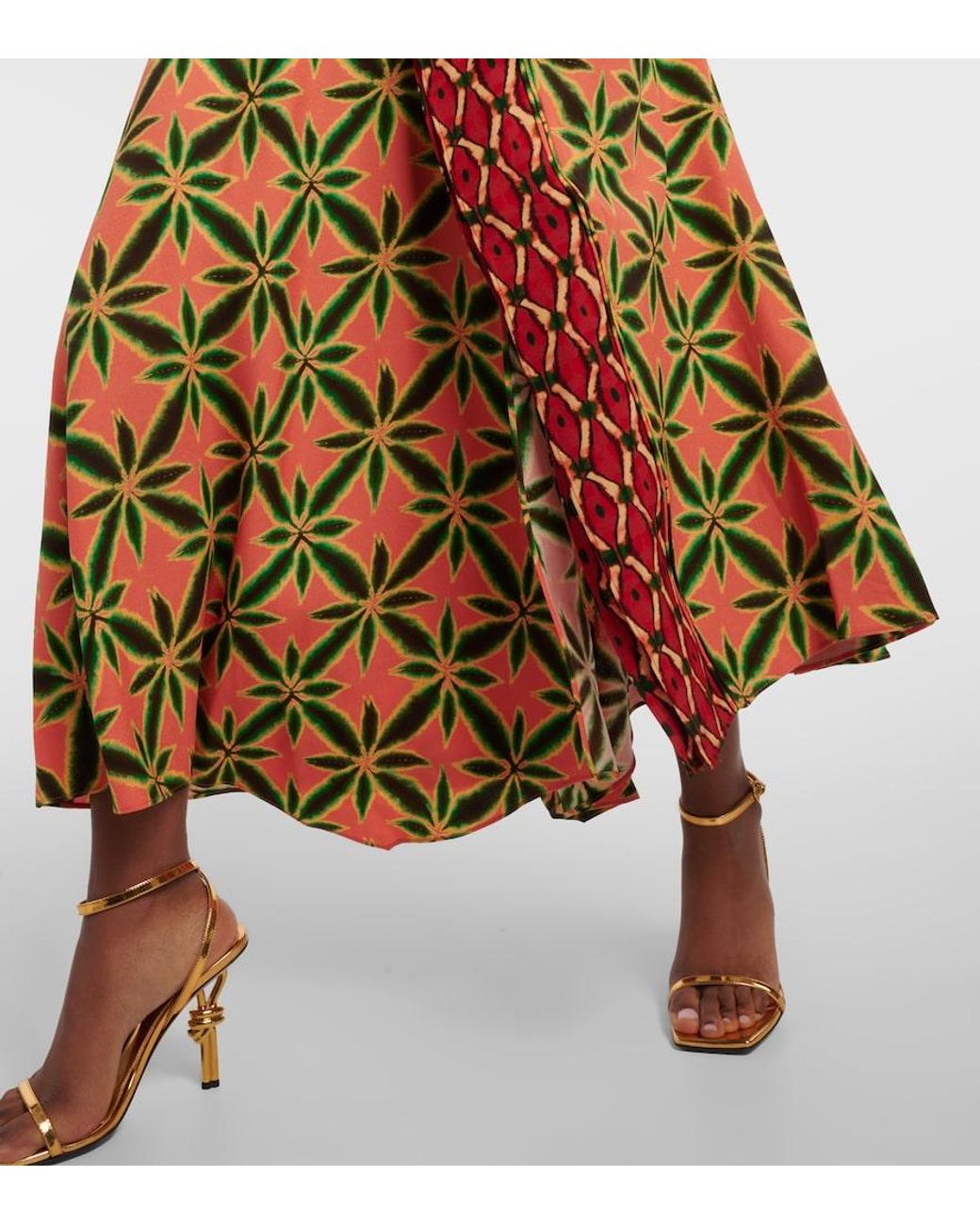 Ulla Johnson Orange Violette Ruffled Crepe Midi Skirt