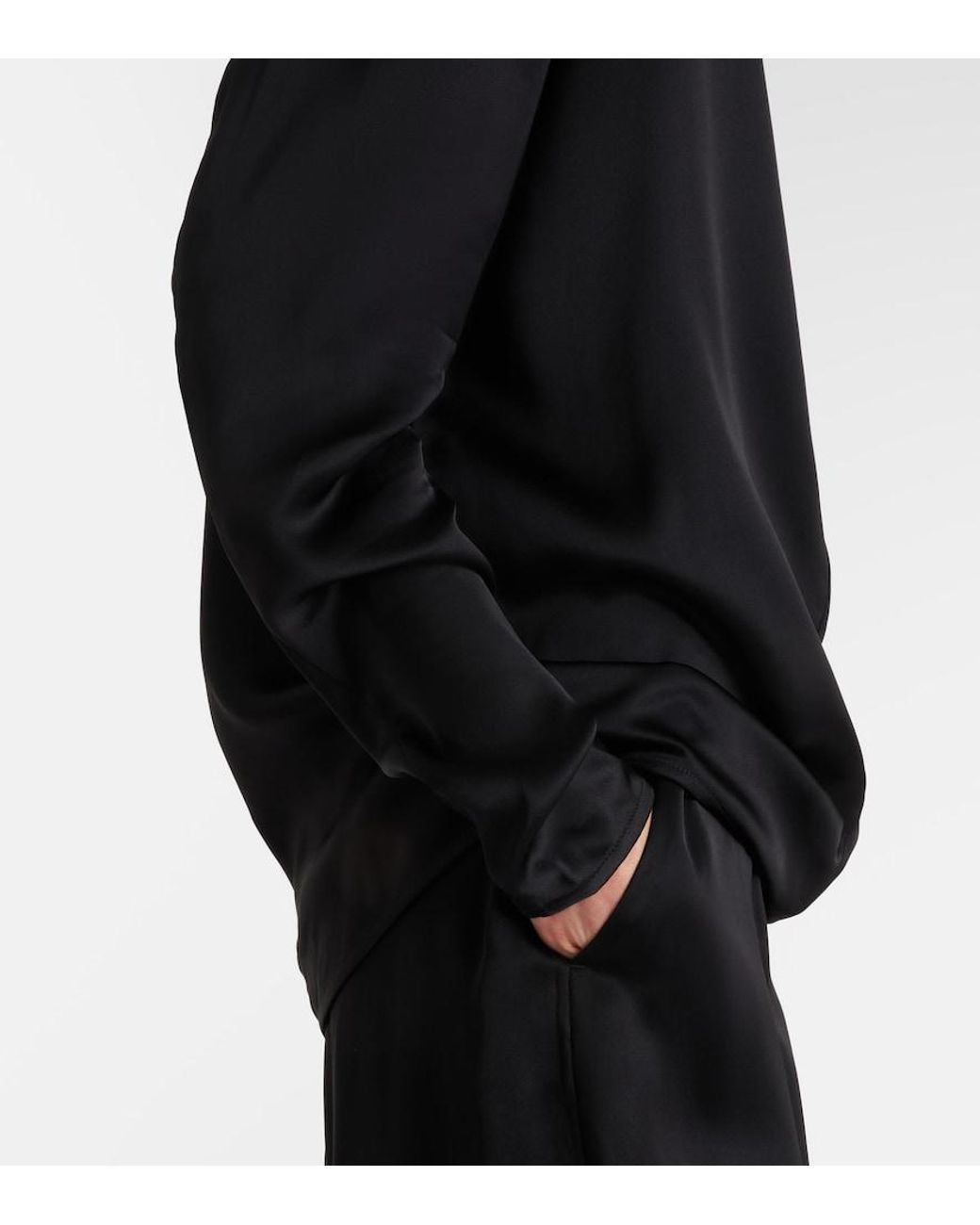 Totême Black Turtleneck Satin Top