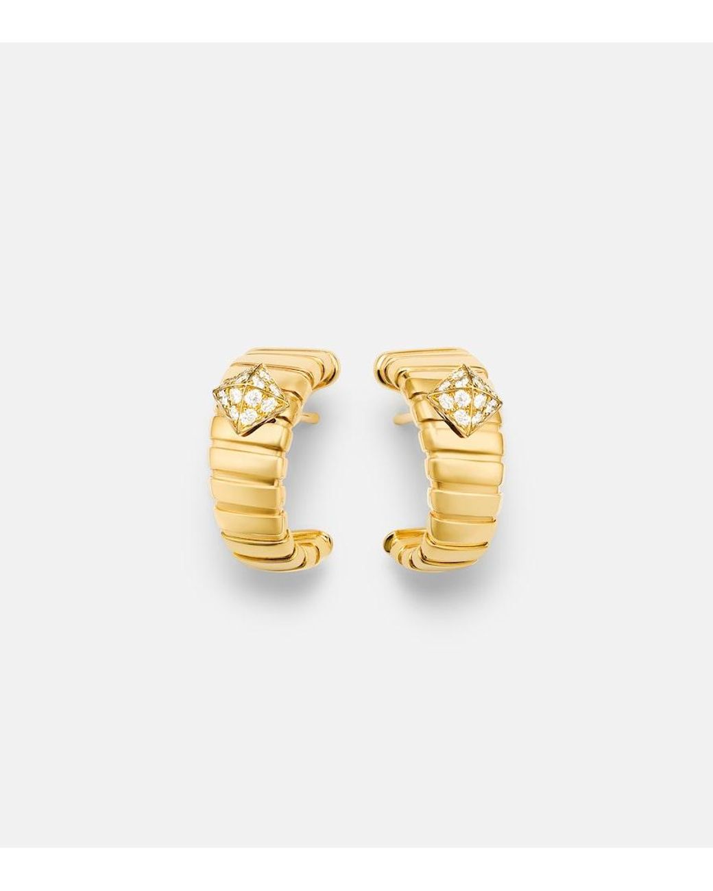 BVLGARI Metallic Tubogas 18Kt Earrings With Diamonds