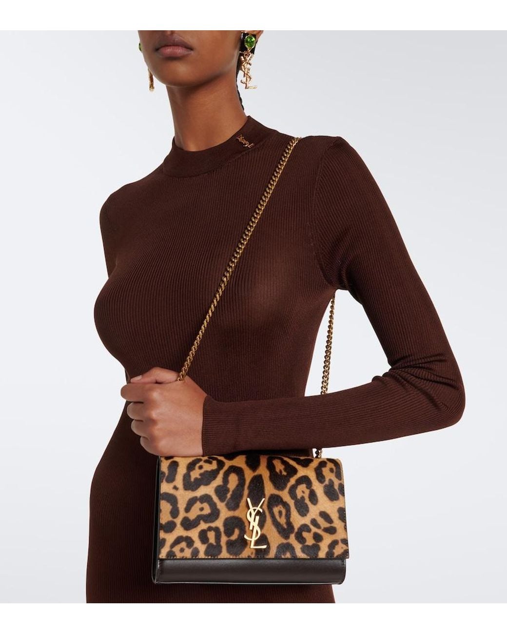 Saint Laurent Brown Kate Small Calf Hair Crossbody Bag