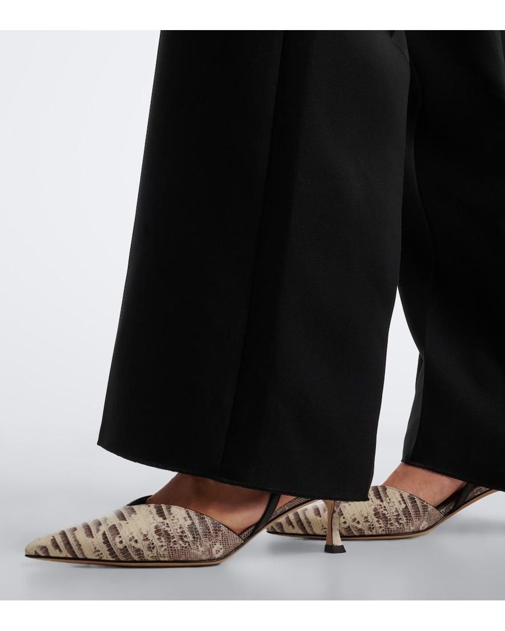 Fendi Metallic Colibri Snake-Effect Leather Slingback Pumps