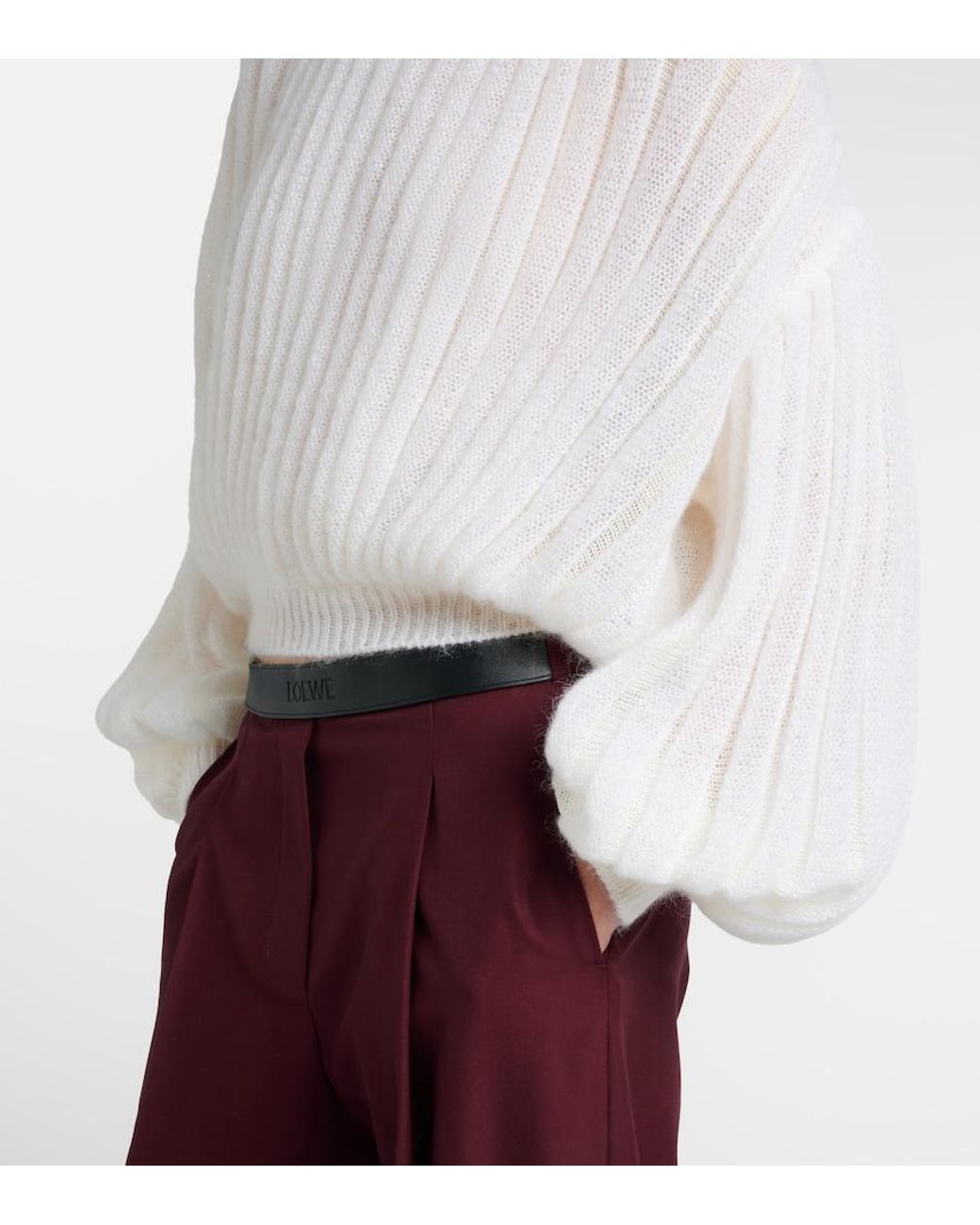 Loewe White Mohair And Cotton-Blend Sweater
