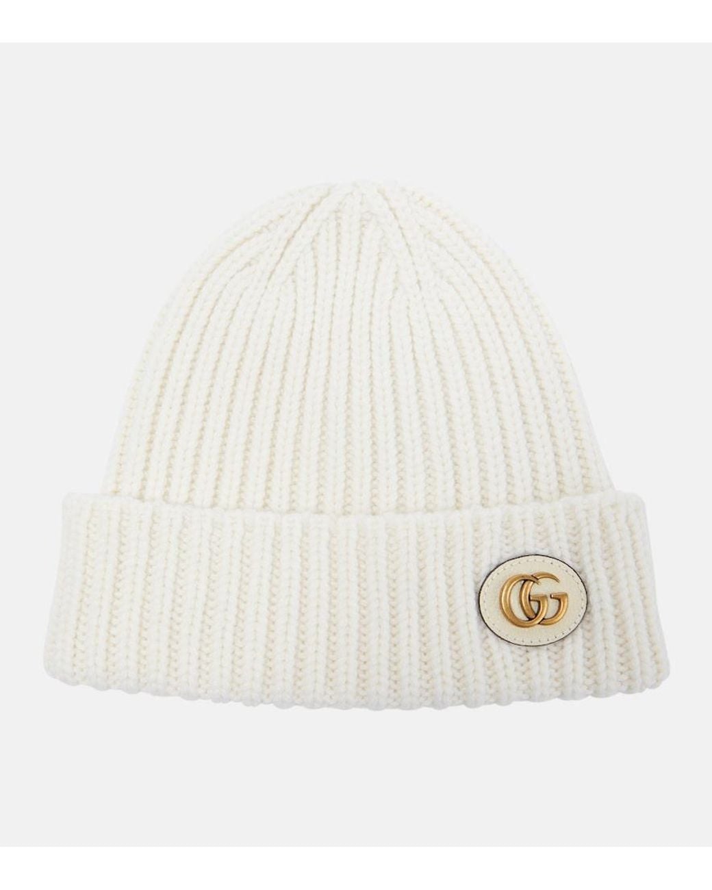 Gucci Natural Wool Cashmere Hat With Double G