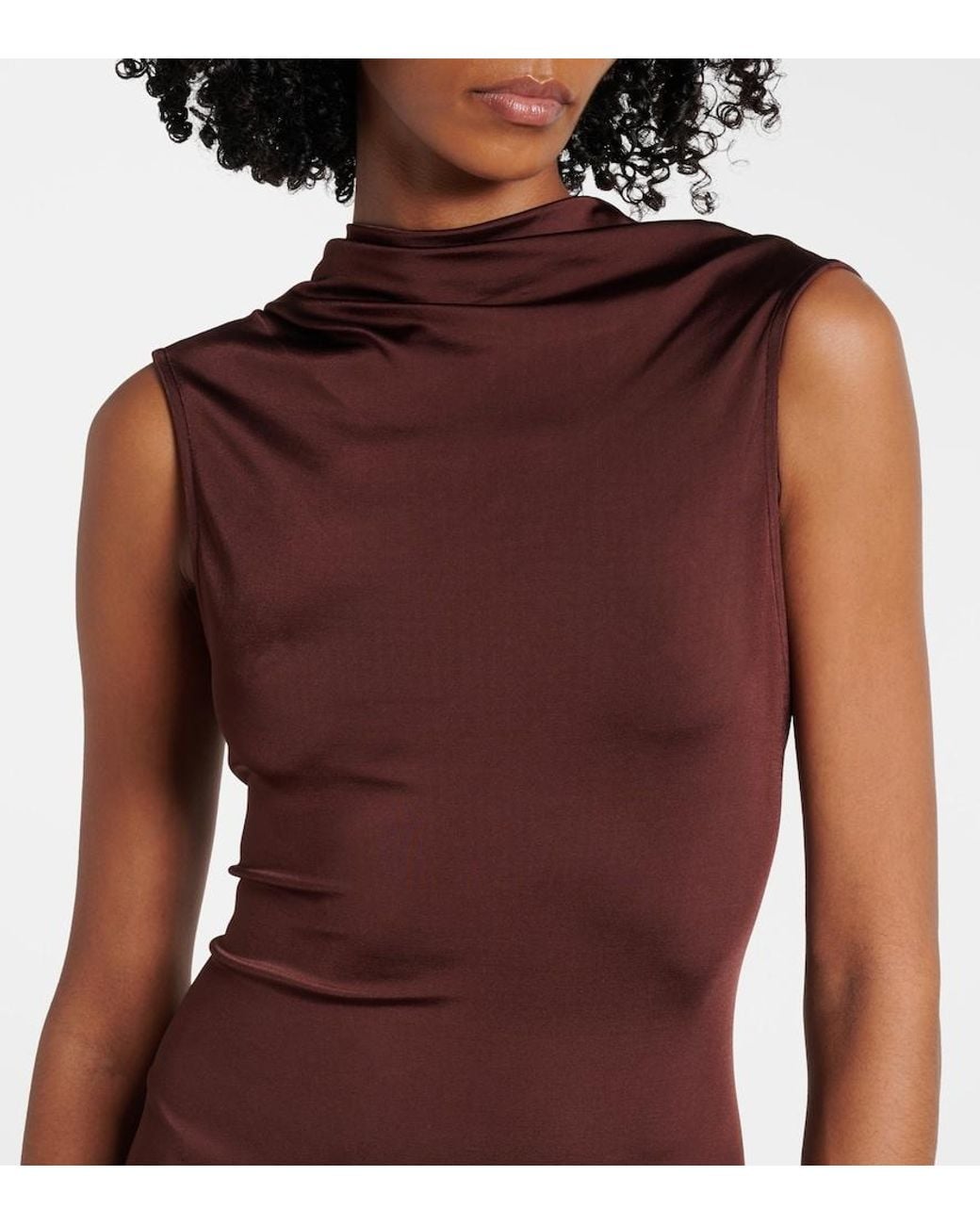 Victoria Beckham Purple Draped Jersey Gown