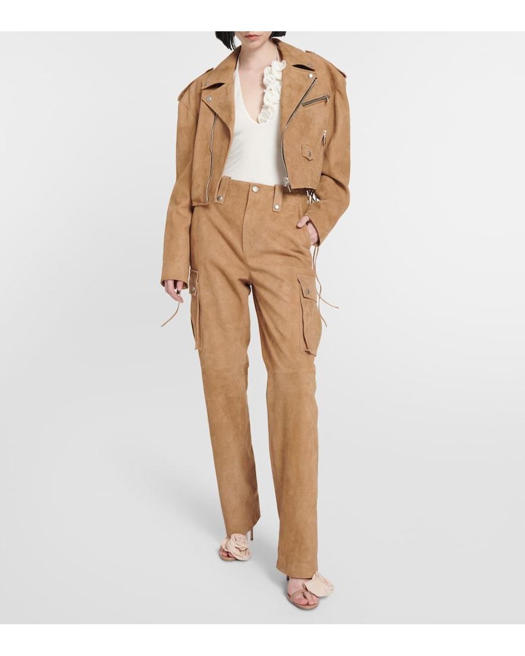 Magda Butrym Natural Suede Cargo Pants