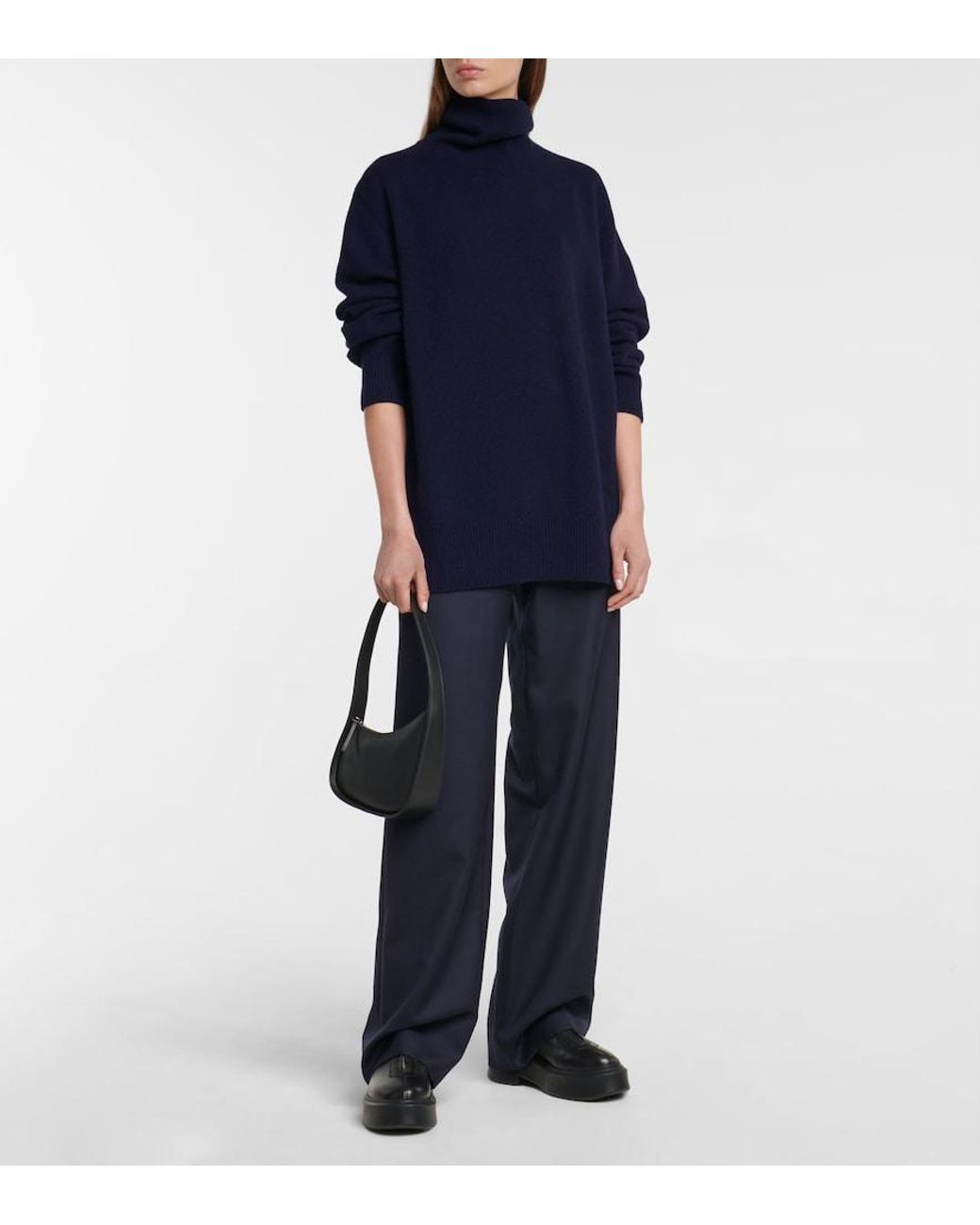 The Row Blue Milina Turtleneck Wool And Cashmere Sweater