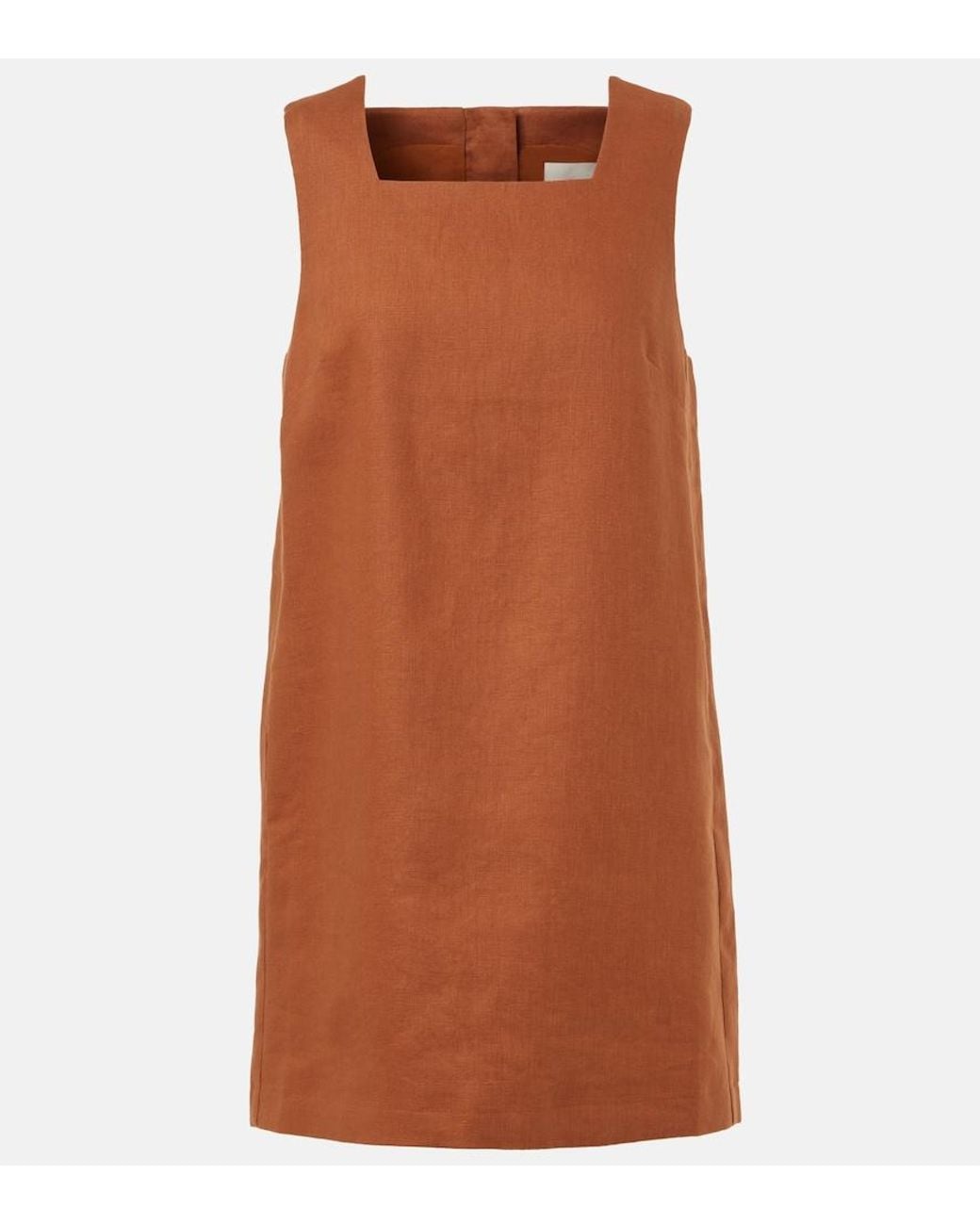 posse brown linen dress Sabine linen midi dress in brown - Posse