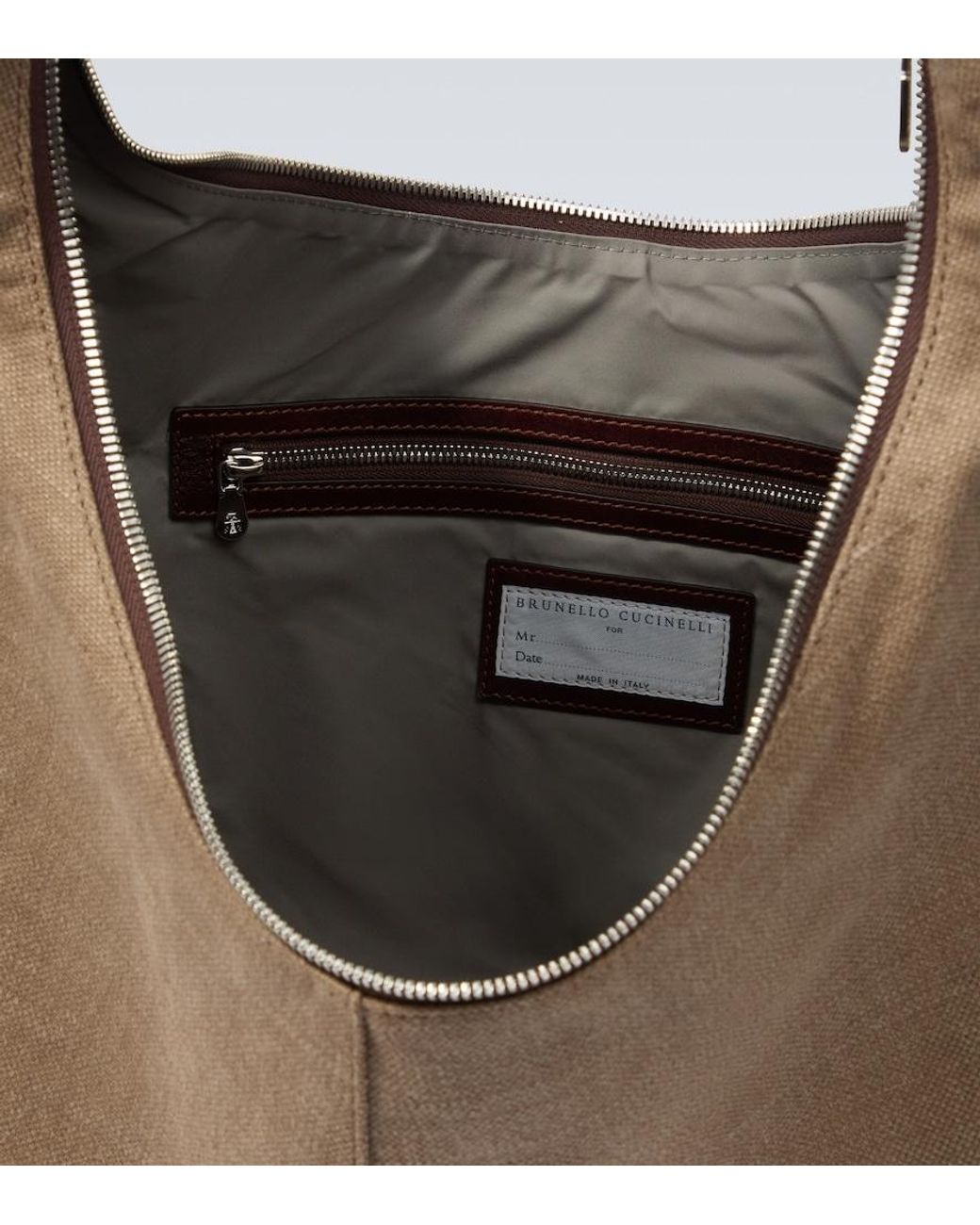 Brunello Cucinelli Brown Leather-Trimmed Canvas Shoulder Bag for men