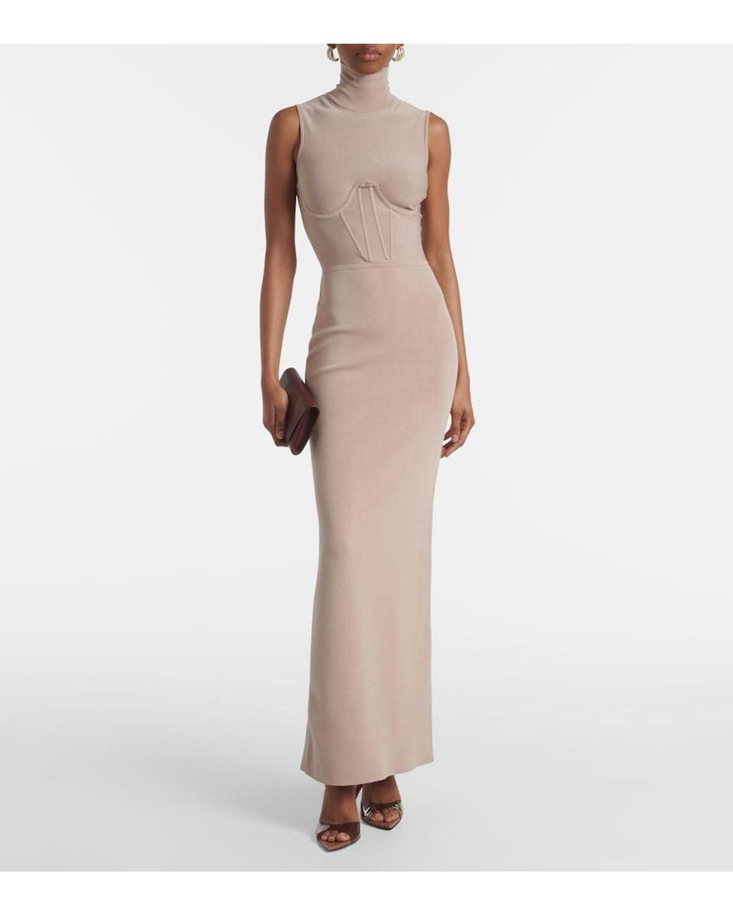 Nensi Dojaka White Gwyneth Knitted Corset Maxi Dress
