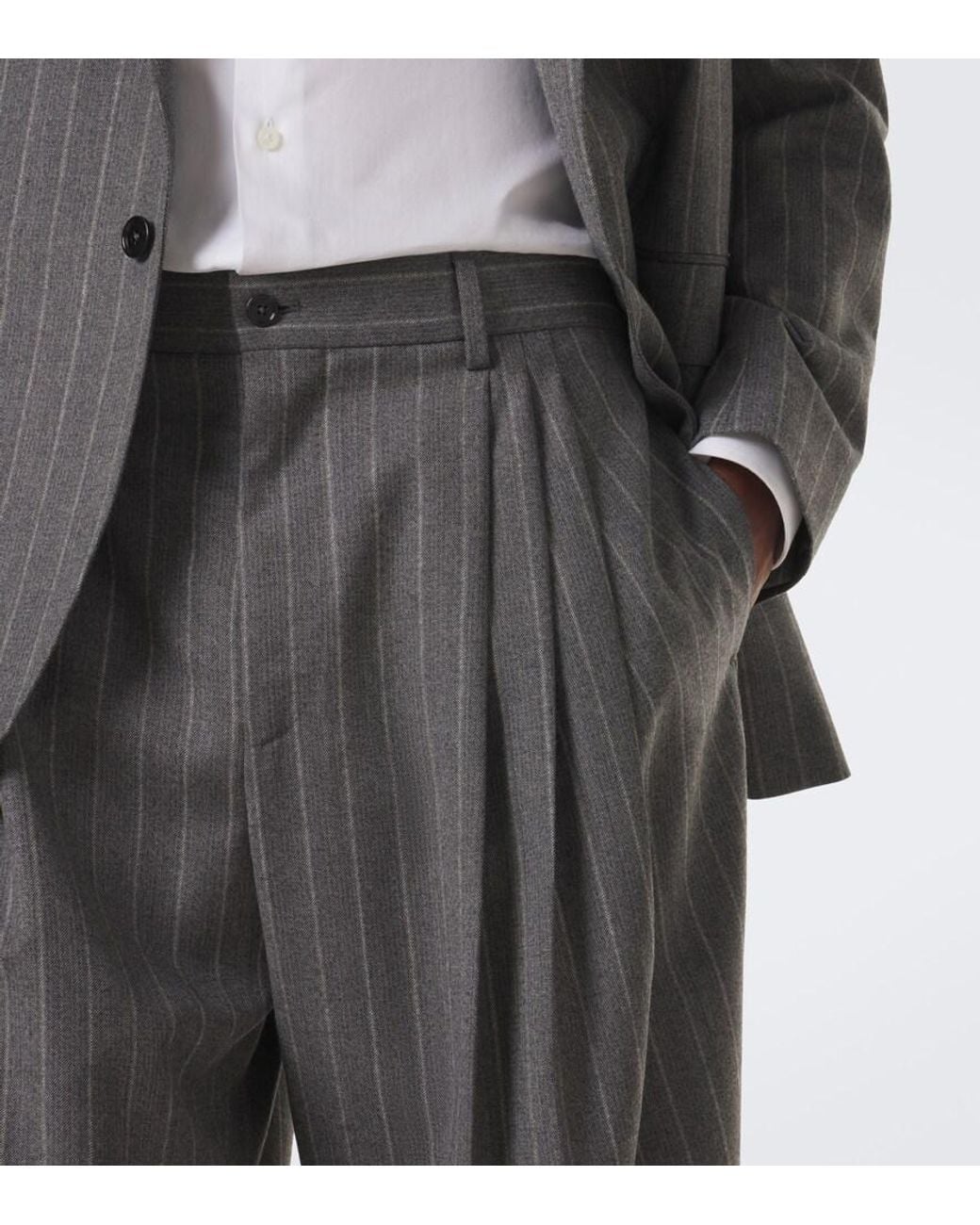Dolce & Gabbana Gray Pinstripe Virgin Wool Suit Pants for men
