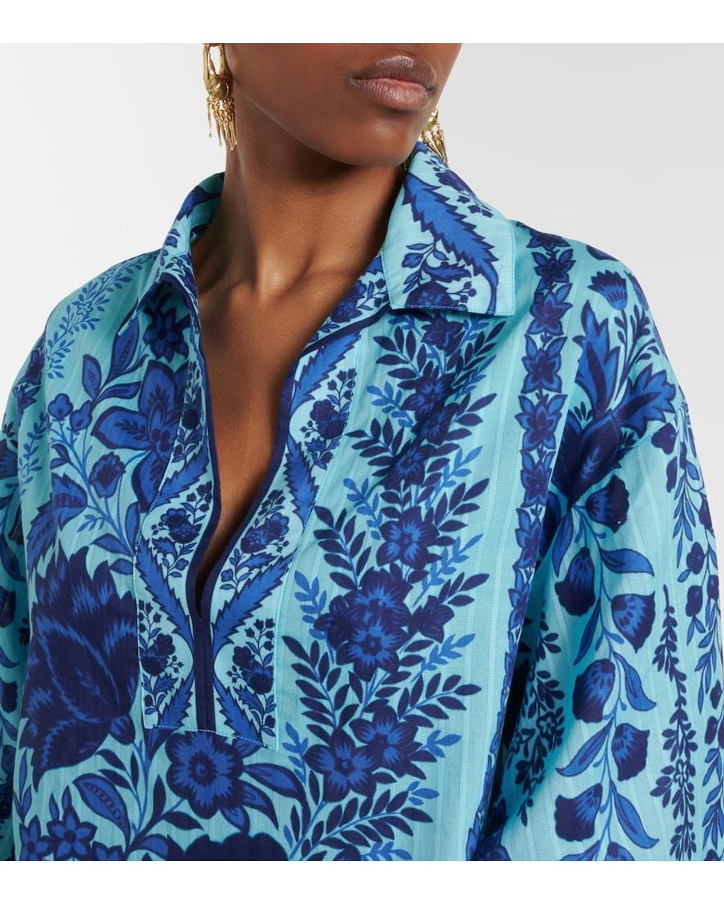 Etro Blue Paisley Oversized Cotton Minidress